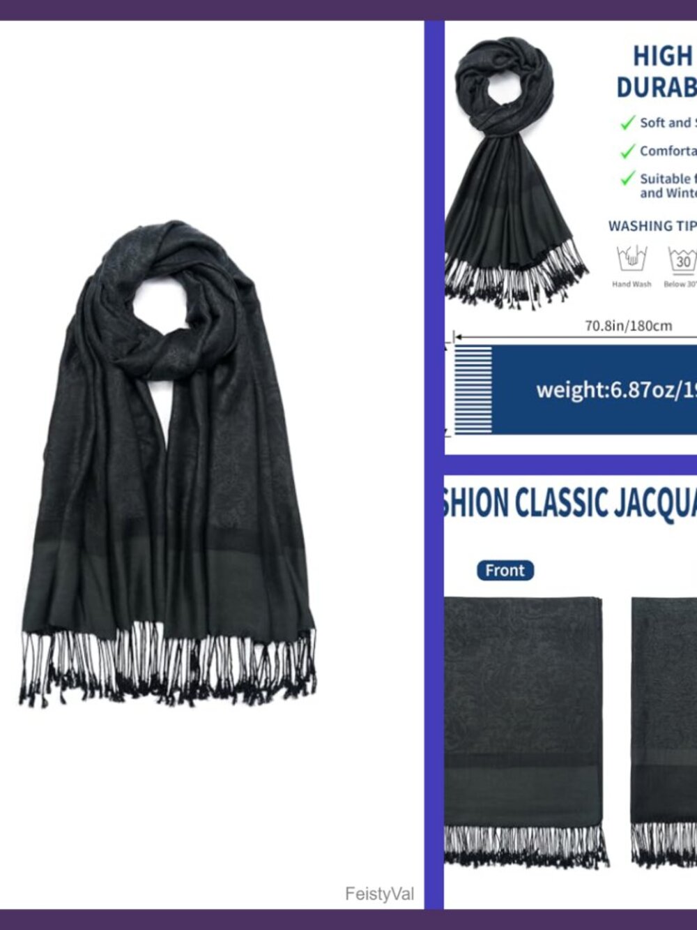 Pashmina Shawl Wrap Reversible Jacquard Fringe Evening Wedding Scarf